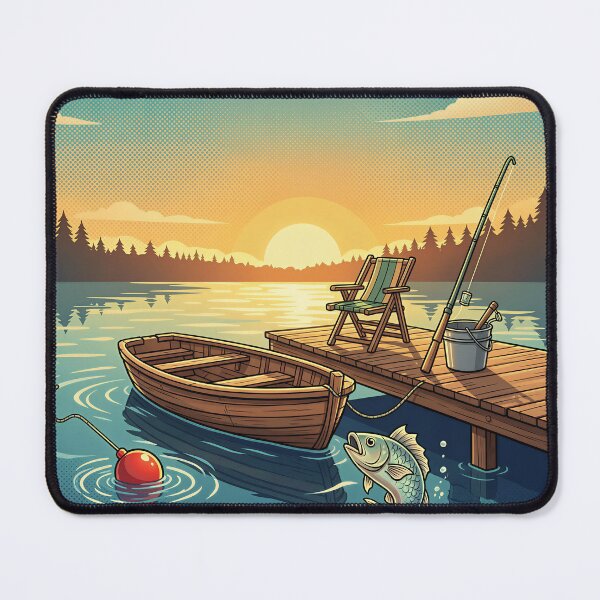 Item preview, Gone Fishing 3D Comic Lake Sunset Art designed and sold by DIUMERI.