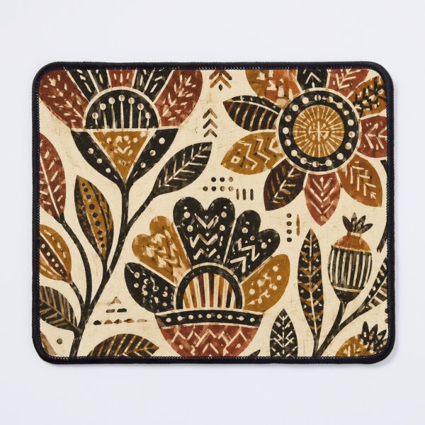 Item preview, Bogolan Folk Flowers – Earthy Mali Botanical Pattern designed and sold by MarekoraStudio.