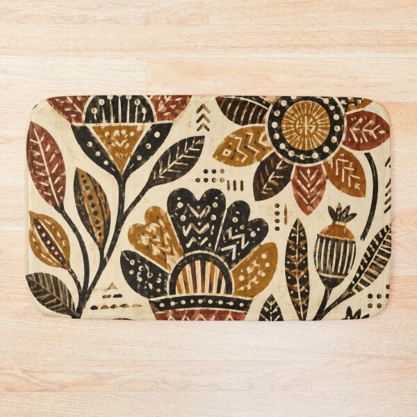 Item preview, Bogolan Folk Flowers – Earthy Mali Botanical Pattern designed and sold by MarekoraStudio.