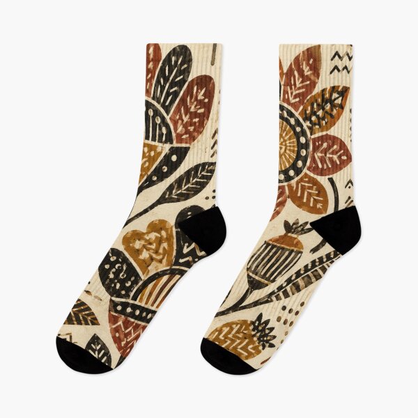 Item preview, Bogolan Folk Flowers – Earthy Mali Botanical Pattern designed and sold by MarekoraStudio.