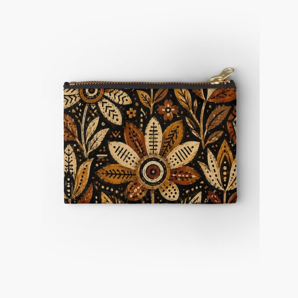 Item preview, Bogolan Dark Folk Flowers – Mali Night Botanical Pattern designed and sold by MarekoraStudio.