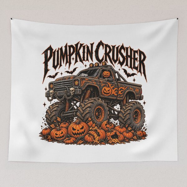 Item preview, Pumpkin Crusher Monster Truck Halloween Jack O Lantern Art designed and sold by DesignArtist.ia.