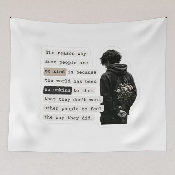 Item preview, Some People Are So Kind Boy Holding Flowers Quote Sticker designed and sold by Scro-Ciob-Shop.