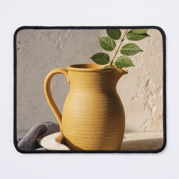 Item preview, Ochre Earthenware Pitcher and Linen Still Life designed and sold by Carnival Posters.