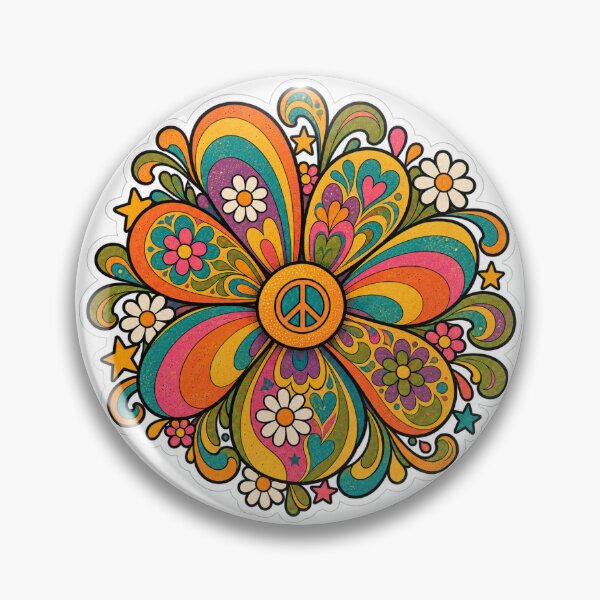 Item preview, Psychedelic Hippie Flower – Retro 60s 70s Flower Power Sticker designed and sold by Antoniowka.