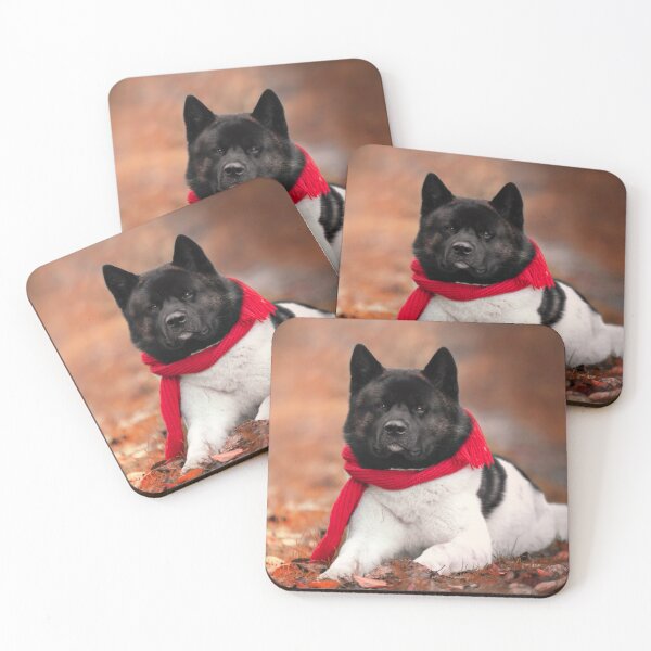 Item preview, American Akita Wearing a Red Knit Scarf Lying designed and sold by VanGaldo.