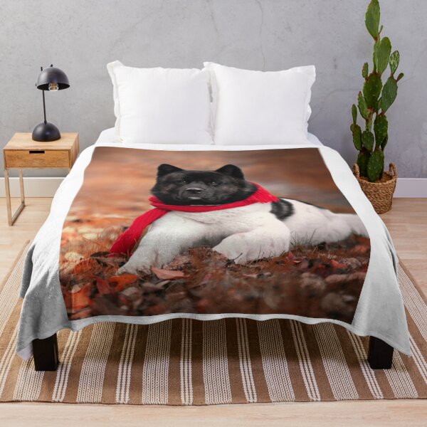 Item preview, American Akita Wearing a Red Knit Scarf Lying designed and sold by VanGaldo.