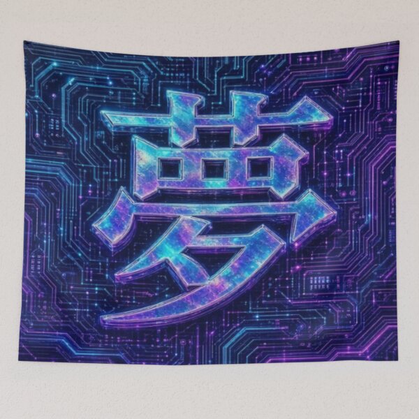 Item preview, Yume Dream Circuit — Neon Cyber Kanji Emblem  夢サーキット・ネオンサイバーエンブレム designed and sold by dragon580 // Waaa… the killer shark ran away.