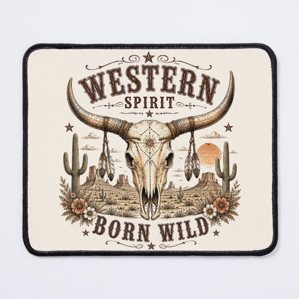 Item preview, Western Spirit Born Wild Retro Longhorn Skull designed and sold by legendaryskins.