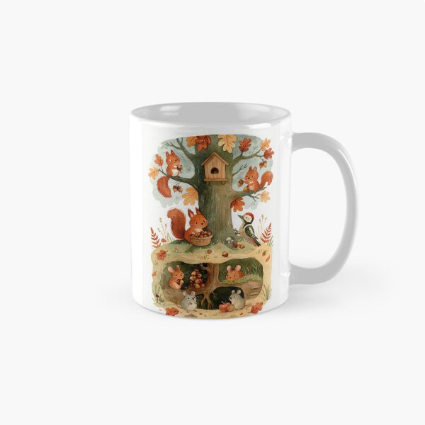 Item preview, Woodland Friends Gather Acorns Together in Scandinavian Autumn Woods designed and sold by UtArt.