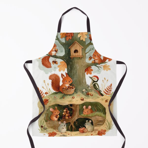 Item preview, Woodland Friends Gather Acorns Together in Scandinavian Autumn Woods designed and sold by UtArt.