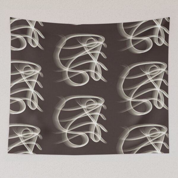 Item preview, Abstract White Smoke Swirls on Dark Brown designed and sold by CaramelCo.