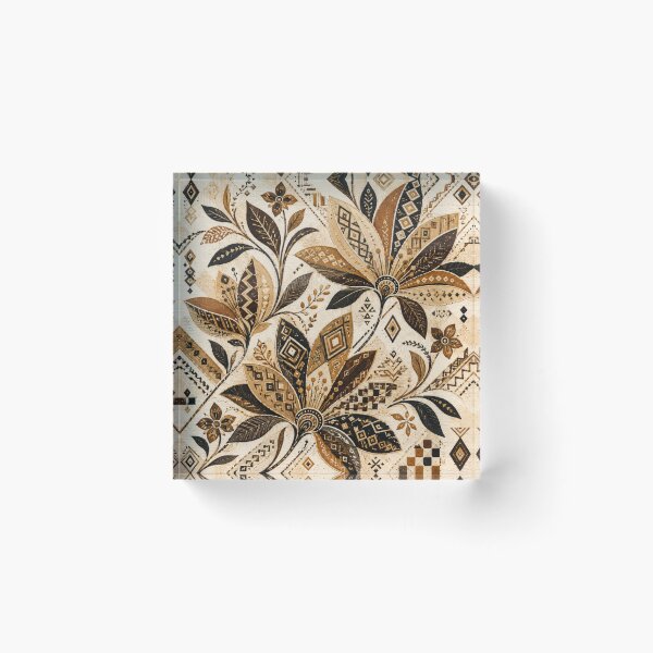 Item preview, Kuba Shoowa Folk Flowers – Raffia Geometric Floral Pattern designed and sold by MarekoraStudio.