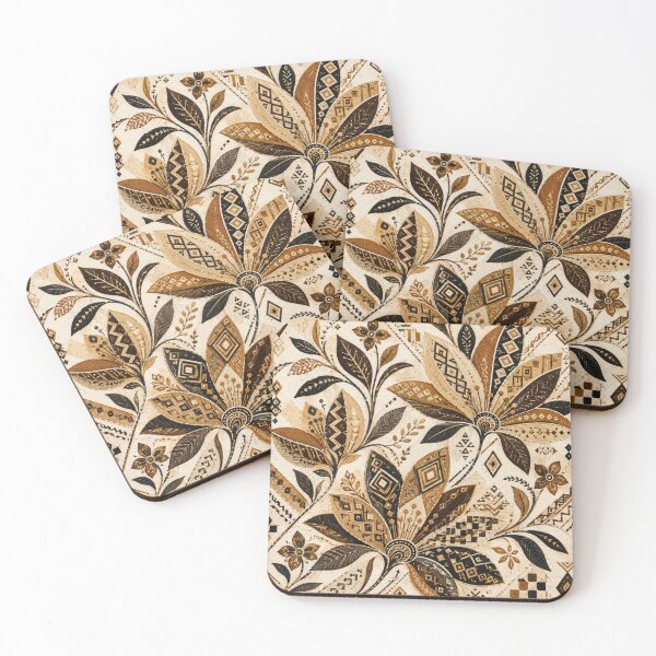 Artikelvorschau, Kuba Shoowa Folk Flowers – Geometrisches Blumenmuster aus Bast entworfen und verkauft von MarekoraStudio.