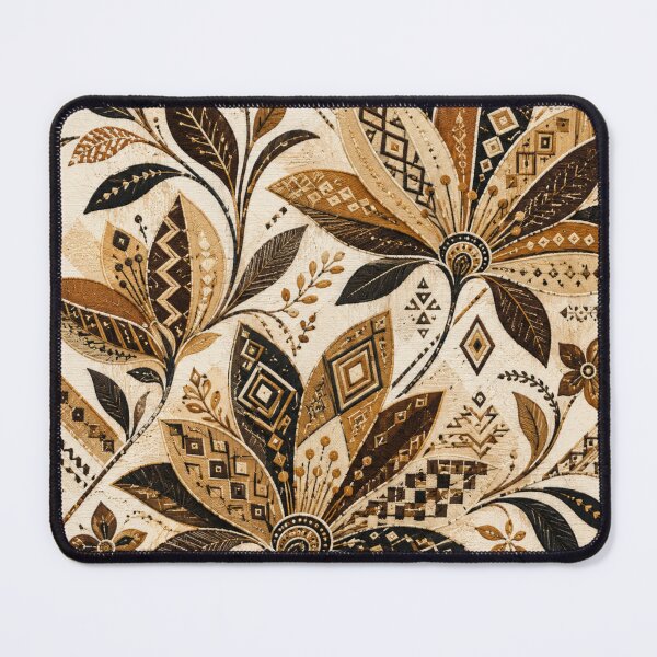 Item preview, Kuba Shoowa Folk Flowers – Raffia Geometric Floral Pattern designed and sold by MarekoraStudio.