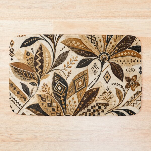 Item preview, Kuba Shoowa Folk Flowers – Raffia Geometric Floral Pattern designed and sold by MarekoraStudio.