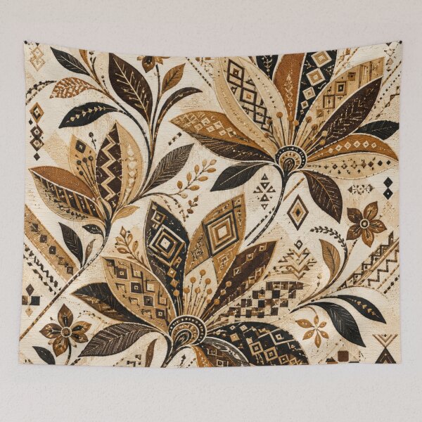 Item preview, Kuba Shoowa Folk Flowers – Raffia Geometric Floral Pattern designed and sold by MarekoraStudio.