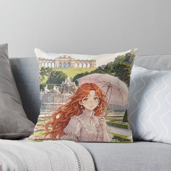 Item preview, Austria Vienna Schonbrunn Palace with a Sweet Redhead Traveler in a Romantic Pink Victorian Dress, Elegant Gardens and Royal European Landscape designed and sold by DibujandoPorfa.