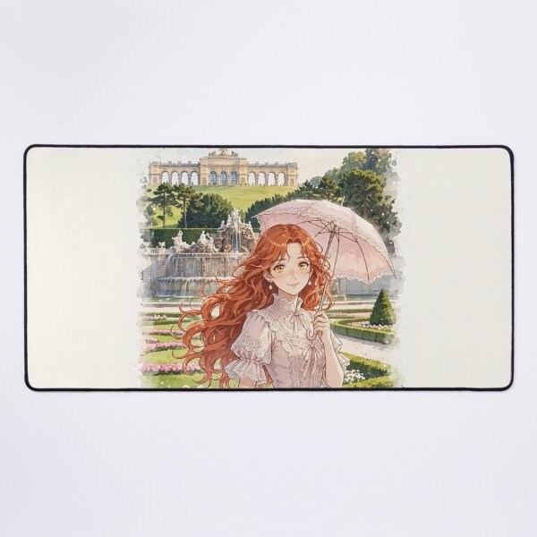 Item preview, Austria Vienna Schonbrunn Palace with a Sweet Redhead Traveler in a Romantic Pink Victorian Dress, Elegant Gardens and Royal European Landscape designed and sold by DibujandoPorfa.