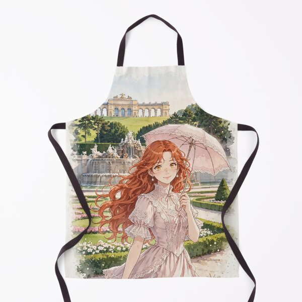 Item preview, Austria Vienna Schonbrunn Palace with a Sweet Redhead Traveler in a Romantic Pink Victorian Dress, Elegant Gardens and Royal European Landscape designed and sold by DibujandoPorfa.