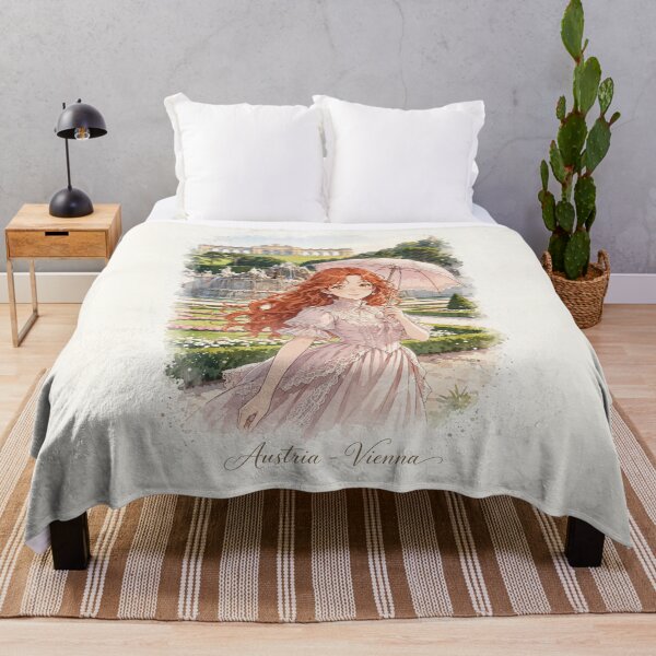 Item preview, Austria Vienna Schonbrunn Palace with a Sweet Redhead Traveler in a Romantic Pink Victorian Dress, Elegant Gardens and Royal European Landscape designed and sold by DibujandoPorfa.