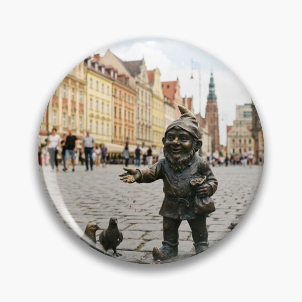 Item preview, Gnome Feeding Pigeons Art Print – Market Square Gift, Poland Travel Decor designed and sold by Purrfecta.