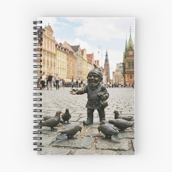 Item preview, Gnome Feeding Pigeons Art Print – Market Square Gift, Poland Travel Decor designed and sold by Purrfecta.