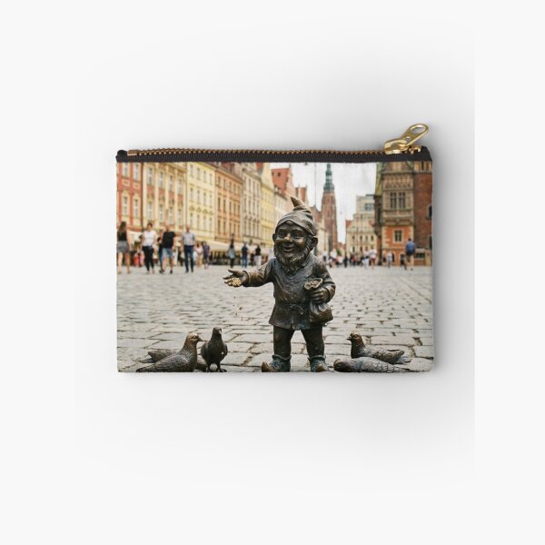 Item preview, Gnome Feeding Pigeons Art Print – Market Square Gift, Poland Travel Decor designed and sold by Purrfecta.