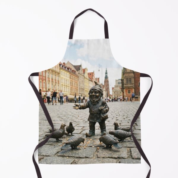 Item preview, Gnome Feeding Pigeons Art Print – Market Square Gift, Poland Travel Decor designed and sold by Purrfecta.