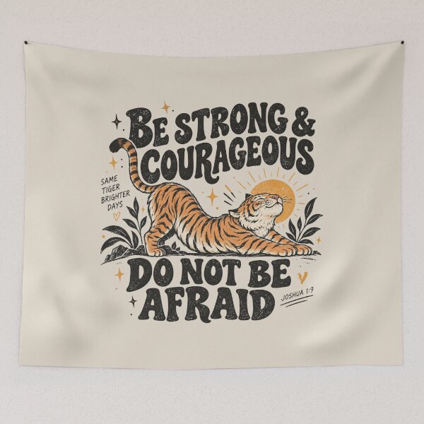 Item preview, Be Strong Courageous Tiger, Christian Faith Tee, Religious Women's Shirt, Bible Inspired Tiger Gift, Strong Faith Design designed and sold by Cchotlan.