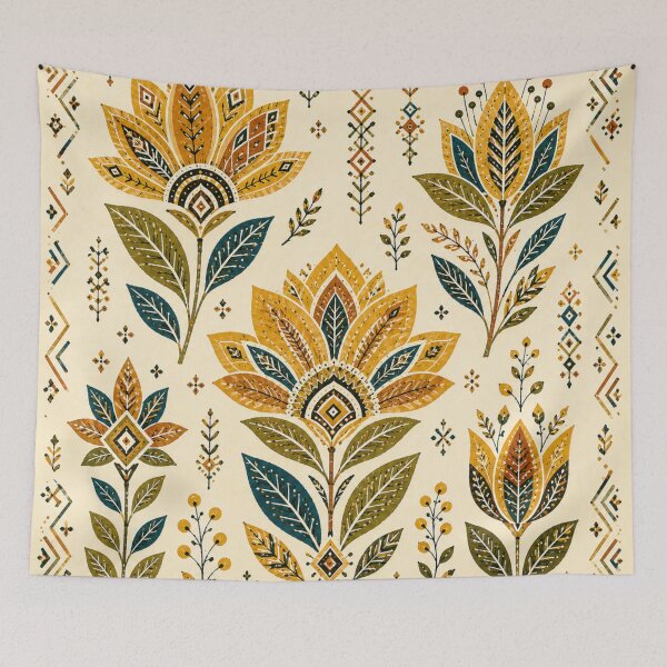 Item preview, Habesha Folk Flowers – Ethiopian Tibeb Floral Pattern designed and sold by MarekoraStudio.