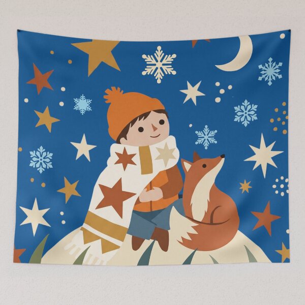 Item preview, Winter Fox and Boy Kids Storybook Illustration designed and sold by monicabianca.