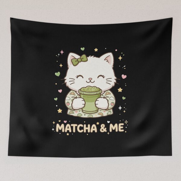 Item preview, Matcha And Me - Cute Cat Drinking Matcha - Matcha Lover Cat Gift designed and sold by Vibe-Vary.
