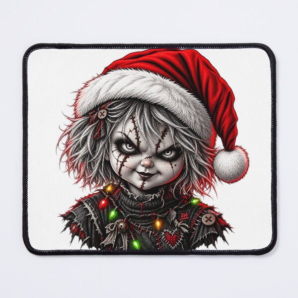 Item preview, Creepy Killer Doll Santa Hat Christmas Horror Art designed and sold by DesignArtist.ia.