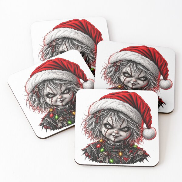 Item preview, Creepy Killer Doll Santa Hat Christmas Horror Art designed and sold by DesignArtist.ia.