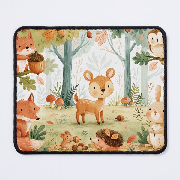 Item preview, Woodland Friends Gathering Acorns in the Scandinavian Autumn Forest designed and sold by UtArt.
