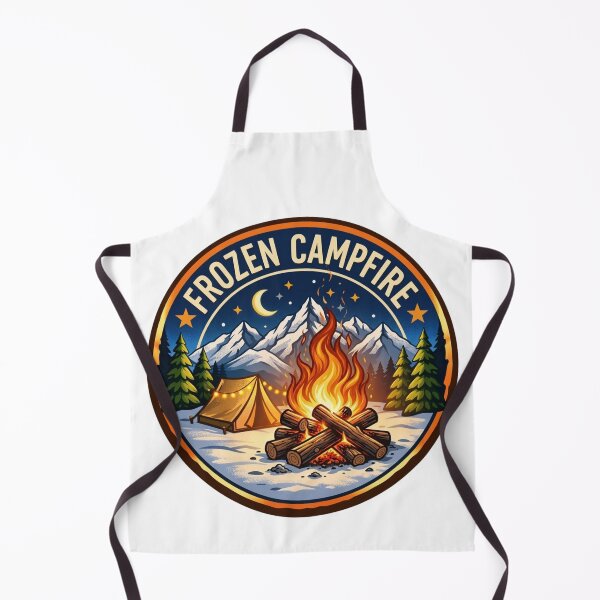 Item preview, Frozen Campfire Winter Mountain Camping Adventure Badge designed and sold by GabeMountainArt.