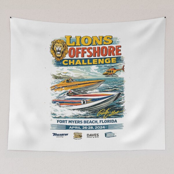 Item preview, Lions Offshore Challenge Powerboat Poster designed and sold by Matinez Pink.