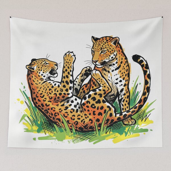 Item preview, Sri Lankan Leopards Playing Wildlife Art Print designed and sold by Merch by Das Design Studio.