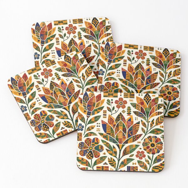 Item preview, Kente Folk Flowers – Woven Ghana Floral Pattern designed and sold by MarekoraStudio.