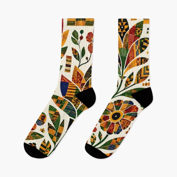 Item preview, Kente Folk Flowers – Woven Ghana Floral Pattern designed and sold by MarekoraStudio.
