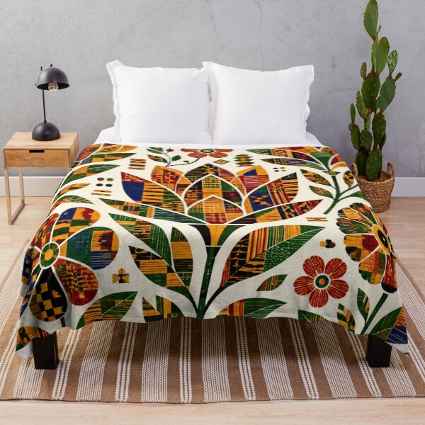 Item preview, Kente Folk Flowers – Woven Ghana Floral Pattern designed and sold by MarekoraStudio.