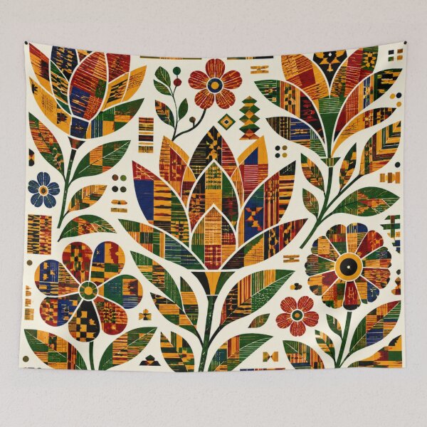 Item preview, Kente Folk Flowers – Woven Ghana Floral Pattern designed and sold by MarekoraStudio.