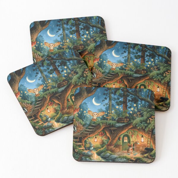 Item preview, Woodland Friends Magical Moonlit Night in the Hidden Woodland Village designed and sold by UtArt.