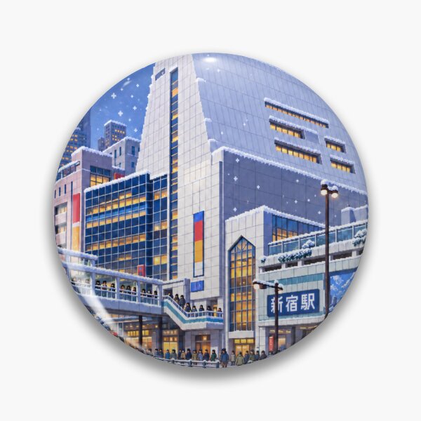 Item preview, Snowy Shinjuku Station Pixel Art designed and sold by sabusabu78.