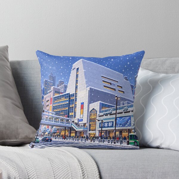 Item preview, Snowy Shinjuku Station Pixel Art designed and sold by sabusabu78.