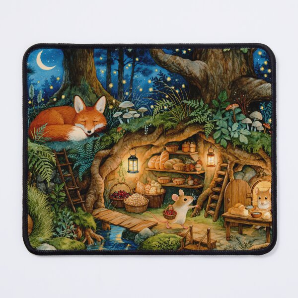 Item preview, Woodland Friends Cozy Moonlit Burrow Beneath the Enchanted Forest Trees designed and sold by UtArt.