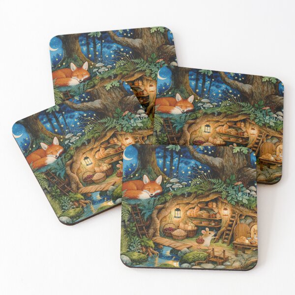 Item preview, Woodland Friends Cozy Moonlit Burrow Beneath the Enchanted Forest Trees designed and sold by UtArt.