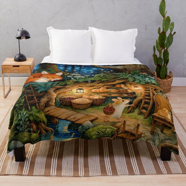 Item preview, Woodland Friends Cozy Moonlit Burrow Beneath the Enchanted Forest Trees designed and sold by UtArt.