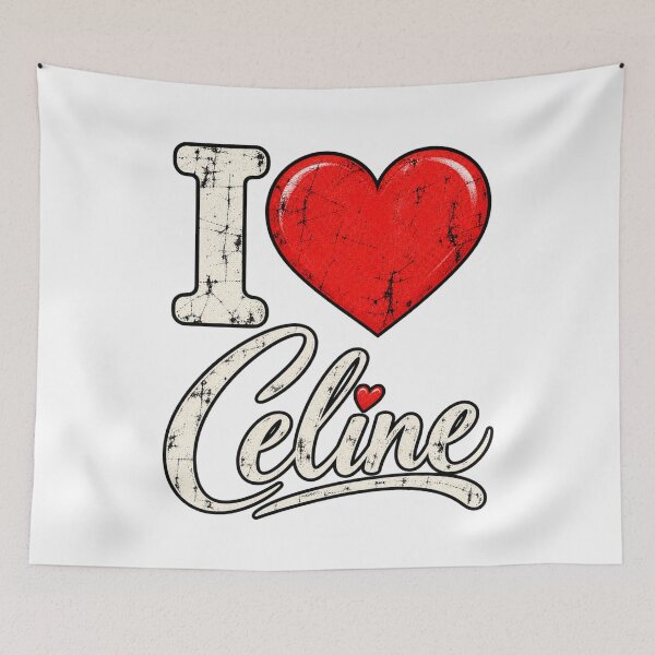 Item preview, Vintage I Love Celine Distressed Heart Typography designed and sold by ShopFanCreation.